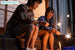 Mitsuri Nagahama japanese adult actress jav screenshot scene from lewd erotic dvd movie video beautiful busty asian woman and friend smiling and playing with sparklers at night 